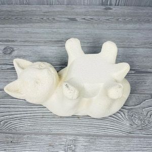 Textured Ceramic Cat Holding Glass Fish Bowl Home Decor unique cat fish tank